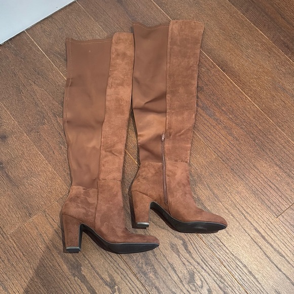 NWOT Chinese Laundry Brown Suede and Nylon Knee-High Women's Boots Size 8.5 - Picture 1 of 7